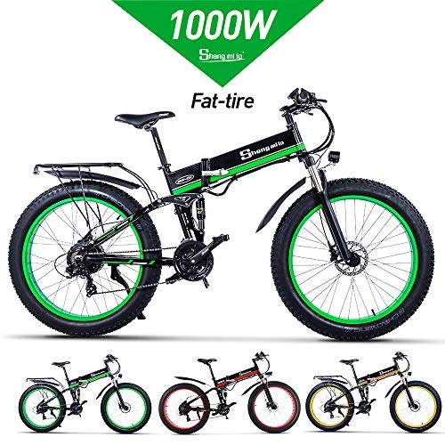 Folding Electric Mountain Bike : Shengmilo-MX01 1000W Electric Bicycle, Folding Mountain Bike, Fat Tire Ebike, 48V 13AH