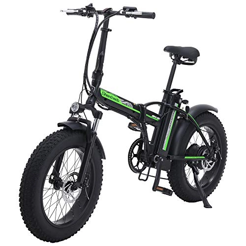 Folding Electric Mountain Bike : Shengmilo MX20 Electric Bicycle, Folding Electric Bicycle, Fat Tire Ebike, 48V 15AH, 500W (Black)