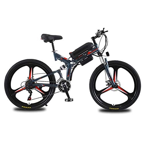 Folding Electric Mountain Bike : SHJR Adult Electric Mountain Bike 36V Lithium Battery, Foldable High-carbon steel Frame Electric Bicycle, With LCD Display E-Bikes, C, 10AH
