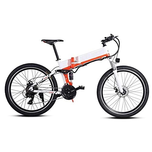 Folding Electric Mountain Bike : Smisoeq Electric bicycles, 48V 500W mountain bike 21 speed 26 inches, with removable new energy lithium battery (Color : 500WWHITE)