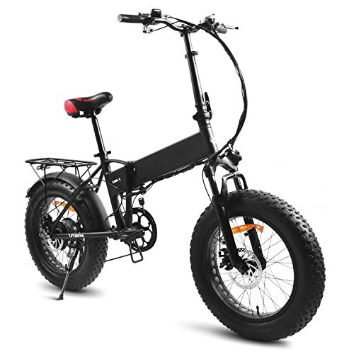 Folding Electric Mountain Bike : Souleader Folding Electric Bike, 20 Inch Electric Bicycle with Dual Disc Brakes, 48V 10h Removable Lithium-Ion Battery, Electric bike Power Assist, 300W Brushless Gear Motor, e bike Suitable for Adults
