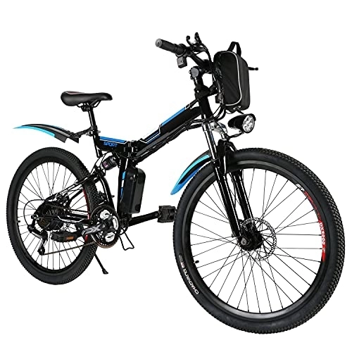 Folding Electric Mountain Bike : Speedrid Electric Bike 26’’ Electric Folding Bikes for Adults e-bike Electric Mountain Bike with Double Shock Absorption, Font and Rear Disc Brakes, and Professional 21-speed.