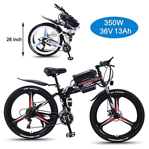 Folding Electric Mountain Bike : Super-ZS Electric Mountain Bike, 26-inch Integrated Wheel / 350W / 36V13Ah Lithium Battery Adult Outdoor Travel Foldable Electric Booster Off-road Bicycle