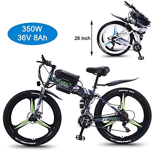 Folding Electric Mountain Bike : Super-ZS Electric Mountain Bike, 26-inch Integrated Wheel 350W36V8Ah Adult Outdoor Travel Foldable Electric Booster Off-road Bicycle