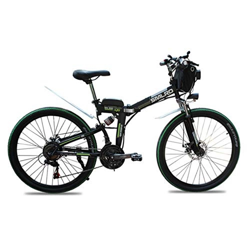 Folding Electric Mountain Bike : Suyanouz 21 Speed Electric Bike Folding Electric Mountain Bicycle Adults Electric Bicycles 24 And 26Inch Lithium Battery Electric Bike, 24Inch Black