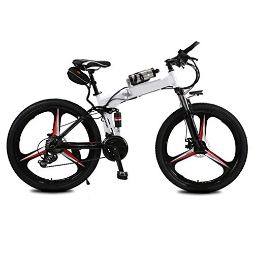 Folding Electric Mountain Bike : SYCHONG 2019 Upgraded Electric Mountain Bike, 250W 26'' Electric Bicycle with Removable 36V 6.8 AH Lithium-Ion Battery, 21 Speed Shifter, White