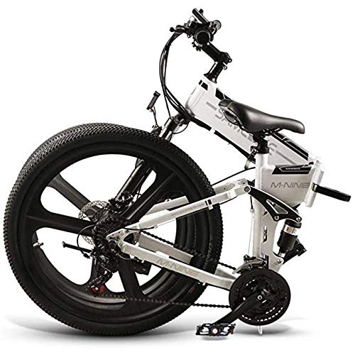 Folding Electric Mountain Bike : SYXZ Electric Bikes for Adult, 26-inch Folding Mountain Bike, 48V 350W Removable Lithium-Ion Battery, White