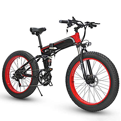 Folding Electric Mountain Bike : TANCEQI E-Bike Folding 7 Speed Electric Mountain Bike for Adults, 26" Electric Bicycle / Commute Ebike with 350W Motor, 3 Mode LCD Display for Adults City Commuting Outdoor Cycling, Red