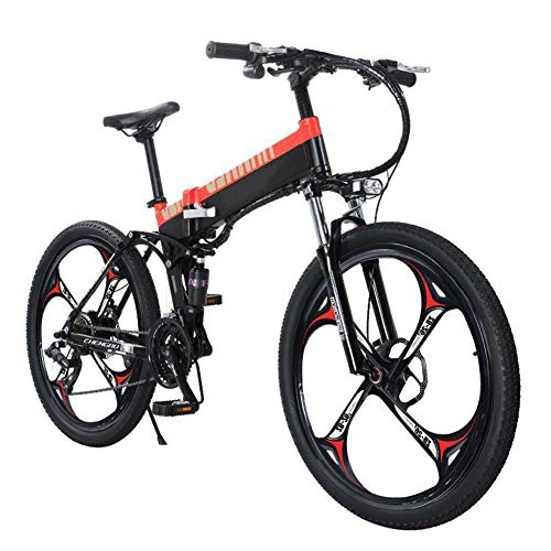 Folding Electric Mountain Bike : TANCEQI Electric Folding Bike for Adults, Lightweight Aluminum Alloy Frame Mountain Cycling Bicycle, Max Load 120KG, Three Steps Folding, Eco-Friendly Bike for Outdoor Cycling Work Out