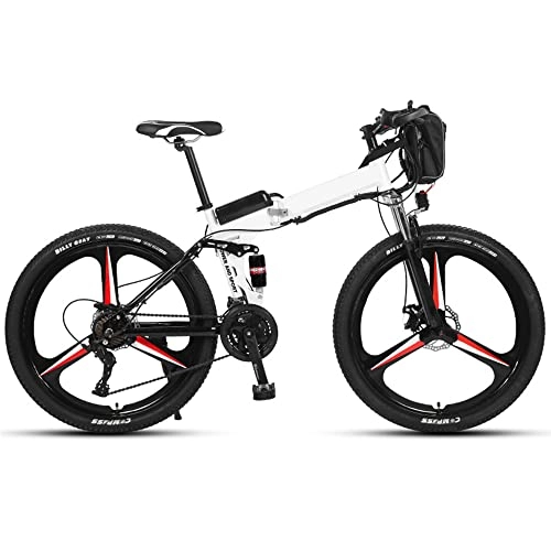 Folding Electric Mountain Bike : TGHY Electric Mountain Bike 26-Inch Folding E-Bike for Adults 25km / h 35km Range 21-Speed Gear 250W Motor Removable 36V 12Ah Lithium-Ion Battery Pedal Assist Dual Disc Brake, White