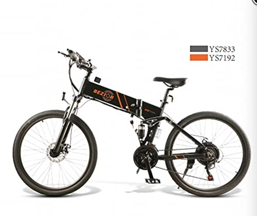 Folding Electric Mountain Bike : Theebikemotor 26” Wheel 48V500W 10Ah Electric Bike Bicycle E-Bike 30km / h Front Light 21 Speed-Black