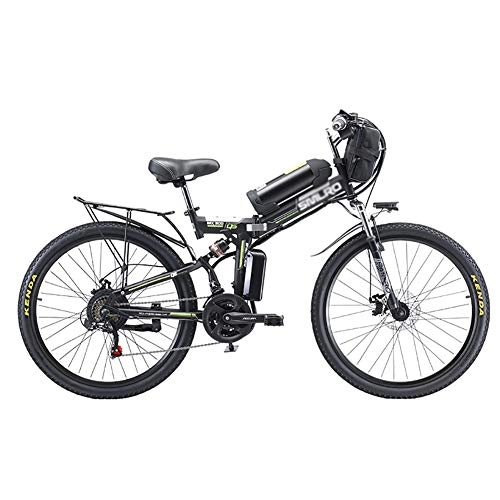 Folding Electric Mountain Bike : TOPYL 26 Inch Wheel 21 Speed Electric Bike, Portable Lithium Battery Mountain Bikes, Foldable Ebike With 350W Brushless Motor