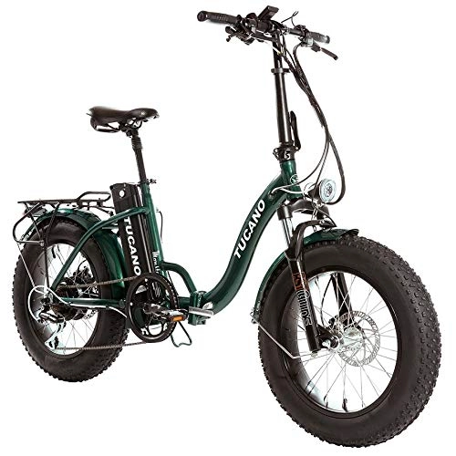 Folding Electric Mountain Bike : Tucano Monster 20 LOW-e-Bike Folding - Front suspension - 500W motor (green)