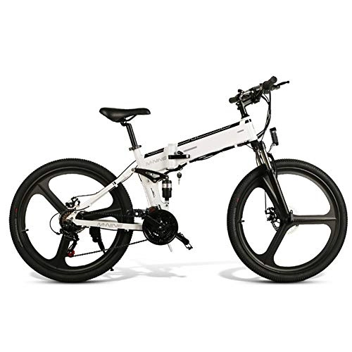 Folding Electric Mountain Bike : TUKING Adult Folding Electric Bikes Comfort Bicycles Hybrid Recumbent / Road Bikes 14 inch, 11.6Ah Lithium Battery, Aluminium Alloy, Disc Brake, Received within 3-7 days, for Adults, Men Women(White)