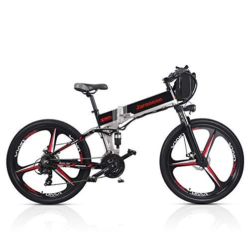 Folding Electric Mountain Bike : TYT M80 21 Speed Folding Bicycle 48V*350W 26 inch Electric Mountain Bike Dual Suspension with LCD Display 5 Pedal Assist (White-Sw, 10.4A), Double Battery Black-Iw, 12.8A