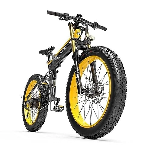 Folding Electric Mountain Bike : Vikzche Q XT750 PLUS BIG FORK Fat Tire Electric Mountain Bike (yellow)