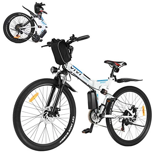 Folding Electric Mountain Bike : VIVI Electric Mountain Bike for Adult, 350W Folding E-bike for Men&Women 26 inch Electric Bicycle with Shimano 21 Speed Gears Removable 8AH Lithium-Ion Battery