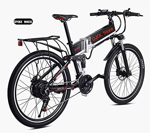 Folding Electric Mountain Bike : WDXN Folding Electric Bike Mountain Bicycle for Adult, 26 Inch 21Speed 48V Lithium Battery Shock Dual Disc Brakes Fit Student Men Women Bicycle Assault Bike