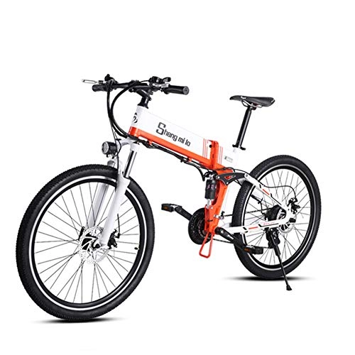 Folding Electric Mountain Bike : WFIZNB Electric bicycle 48V500W assisted mountain bicycle lithium electric bicycle Moped electric bike electric bicycle elec, White