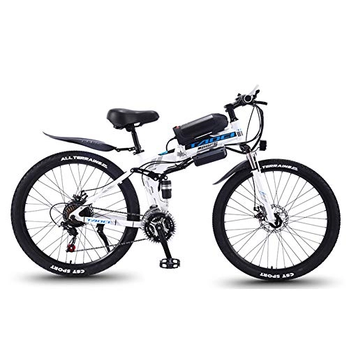 Folding Electric Mountain Bike : WFIZNB Electric mountain bike 26 Inches Assisted bicycles Foldable 36V13Ah electric mountain bike with lithium-ion battery Spoked wheel Off-road bikes, White