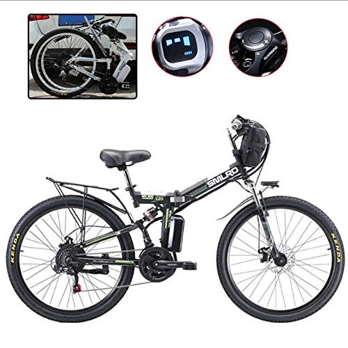 Folding Electric Mountain Bike : WFWPY 26'' Electric Mountain Bike Premium Full Suspension And 21 Speed Shimano Gears with 500W Motor 48V 10Ah Lithium-Ion Battery, Can carry weight about 300 kg City Bike Lightweight
