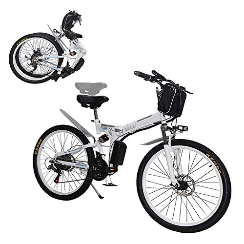Folding Electric Mountain Bike : WHKJZ 26 Inch Folding Adults Electric Mountain Bike, with Removable 350W 36V 8AH Lithium Battery, 21 Speed Shifter 4 Gears Fixed Speed Cruise Control Urban Commuting Bicycle