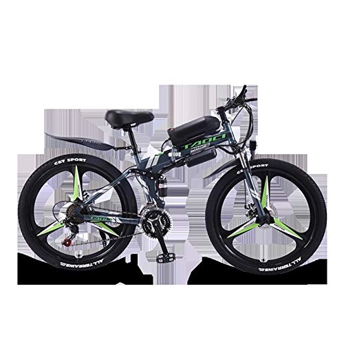 Folding Electric Mountain Bike : WIYP Electric folding mountain bike 26 inch 21 speed long endurance power-assisted bicycle Electric city bike (Color : Light Grey)