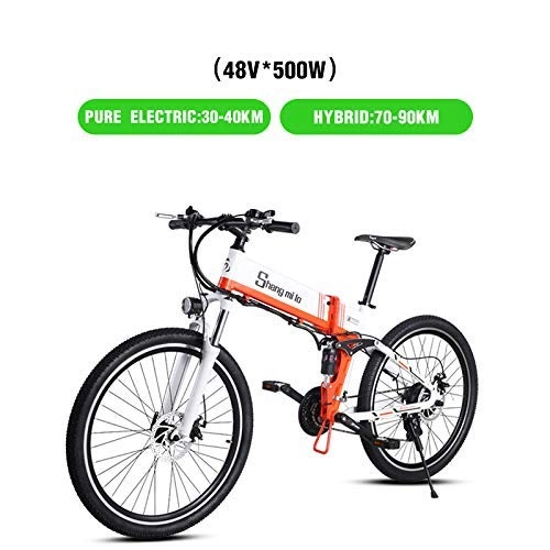 Folding Electric Mountain Bike : WJSW Electric bicycle 48V500W assisted mountain bicycle lithium electric bicycle Moped electric bike electric bicycle elec