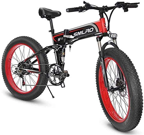 Folding Electric Mountain Bike : Wlnnes 26''Folding Electric Snow Bike Aluminum Alloy Fat Tire E-Bikes Bicycles All Terrain, 3 Riding Modes Student Adults Electric Mountain Bikes, 348V 10.4Ah Removable Lithium-Ion Battery Bikes