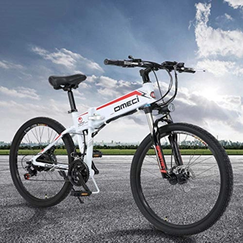 Folding Electric Mountain Bike : WND lithium battery electric bike auxiliary mountain bike 21 speed Electric fold bicycle, 3-White