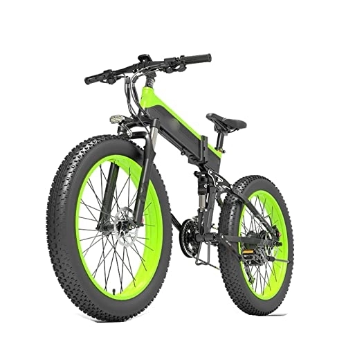 Folding Electric Mountain Bike : WOGQX 26" Fat Electric Bike for Adults 48V 1500W 5 Speed Electric Motor 7 Speed Manual Gears LED Smart Meter Cruising Range 40-100Km Max Load 260KG Lithium Battery Electric Bicycles