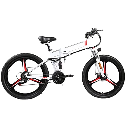 Folding Electric Mountain Bike : WPeng Electric Bike, Adults Folding Mountain E-Bike, 3 Riding Modes, 350W Motor, 48V 10A Lithium Battery, Lightweight Magnesium Alloy Frame, LCD Screen for City, Outdoor, Cycling Travel, Work Out, White