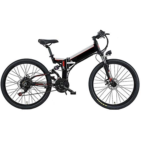 Folding Electric Mountain Bike : WuZhong F Electric Mountain Bike Lithium Battery 48V Foldable Bicycle Battery Car Adult Before and After Mechanical Disc Brakes 26 Inch