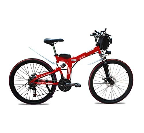 Folding Electric Mountain Bike : WXJHA Electric Mountain Bike for Adults, Electric Bicycle with 500W Motor 48V 13Ah Removable Battery Professional 21 Speed Transmission Gears, Red