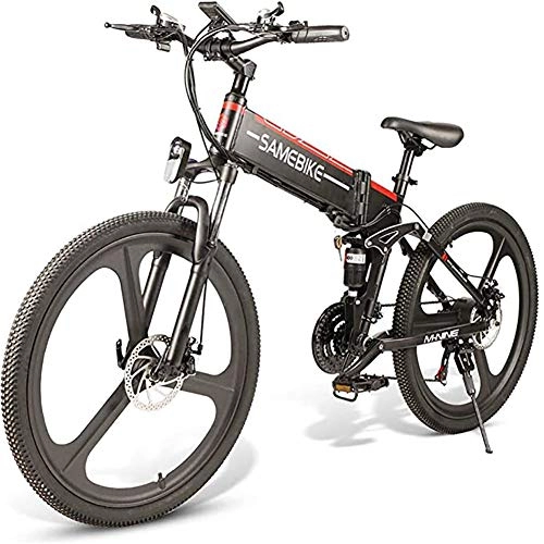Folding Electric Mountain Bike : WXX 26Inch Aluminum Alloy Folding Electric Mountain Bike 21 Level Shift Assist 48V Lithium Battery Bicycle Central Night Crystal Instrument + USB Charging Port