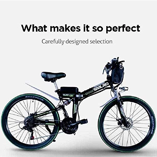 Folding Electric Mountain Bike : XBSLJ Electric Bikes, Folding Bikes Mountain Bike Disc Brake with 10AH lithium battery 36V for Adults and Teens or Sports Outdoor Cycling Travel Commuting Shock-BLACK