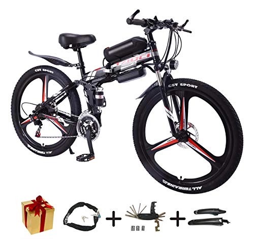 Folding Electric Mountain Bike : XCBY Folding E-Bike, Electric Bicycle - 26 Inch Wheel Electric Bike Aluminum Alloy 36V Mountain Cycling Bicycle, Shimano 21-Speed For Adults Black-50KM