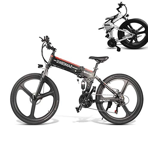 Folding Electric Mountain Bike : Xcmenl 350W Folding Electric Mountain Bike, 26" Electric Bike Trekking, Electric Bicycle for Adults with Removable 48V 10AH Lithium-Ion Battery 21 Speed Gears