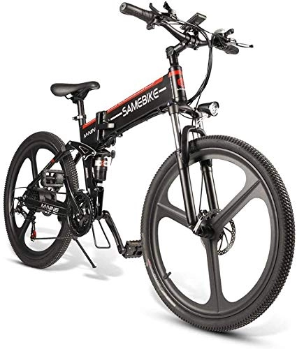 Folding Electric Mountain Bike : XCT Electric mountain bike, 26-inch foldable electric bike with 48V 10.4Ah lithium-ion battery, high resistance and 21-speed shock absorption