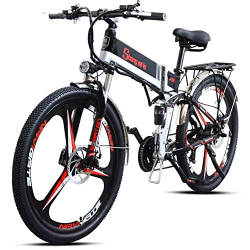 Folding Electric Mountain Bike : XXCY 500w / 350w Electric mountain bike 12.8ah Mens ebike Folding mtb bicycle Shimano 21speeds (black 350w(2))