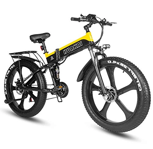 Folding Electric Mountain Bike : XXCY Electric Mountain Bike, 26 Inch Folding E-bike with Super Lightweight Magnesium Alloy 6 Spokes Integrated Wheel, Shimano 21 Speed Gear，Premium Full Suspension
