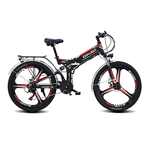 Folding Electric Mountain Bike : Yd&h 24 Inch Electric Folding Mountain Bike, Adult Folding Electric Bicycle with 300W Motor And 48V 10Ah Lithium-Ion-Battery, Rear Seat, Shimano 21 Gear Shift, Black