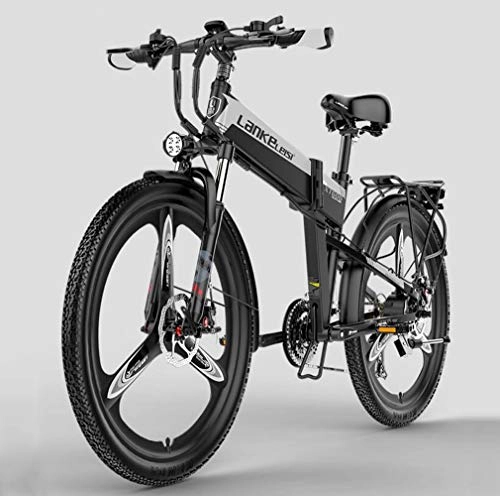 Folding Electric Mountain Bike : Yd&h Electric Mountain Bike 26 Inches Folding Electric Bicycle with 400W 48V Li-Battery, 21 Speed Waterproof Commute Ebike with Rear Seat for Adult, B, 12.8Ah 120Km