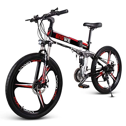 Folding Electric Mountain Bike : yorten 26 Inch Folding Power Assist Electric Bicycle Full Suspension Moped E-Bike with Cycling Computer 400W Brushless Motor
