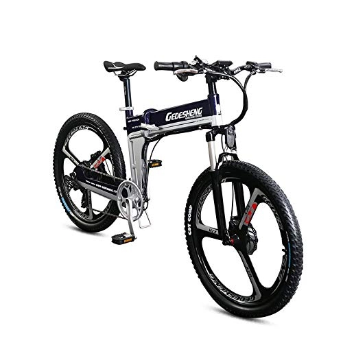 Folding Electric Mountain Bike : YUNYIHUI Electric folding bike, mountain bike - 26" - 90km battery life, 400W high speed brushless motor, pedal with disc brake and suspension fork, Blue-48V10ah