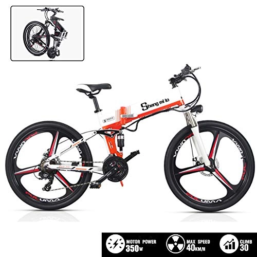 Folding Electric Mountain Bike : YXYBABA 26'' Electric Mountain Bike Removable 350W / 48V Two Groups High-Efficiency Lithium Battery-Range of Mileage 180Km-26-Inch Electric Bicycle Shimano 21 Speed Disc Brake, Orange