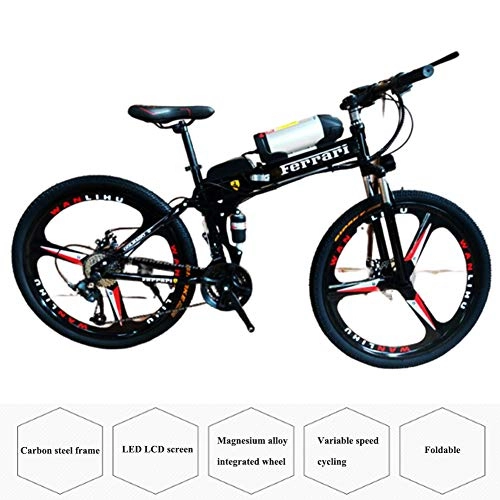 Folding Electric Mountain Bike : YXYBABA 26'' Electric Mountain Bike Removable All Terrain 26" 36V 8Ah Detachable Large Capacity Lithium-Ion Battery Electric Bike 21 Speed Gear Three Working Modes, Black