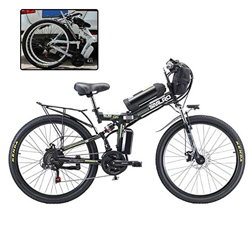 Folding Electric Mountain Bike : YXYBABA 26'' Folding Electric Mountain Bicycle with Removable Large Capacity Lithium-Ion Battery (48V 20AH 500W), Electric Bike 21 Speed Gear And Three Working Modes, Black