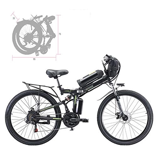 Folding Electric Mountain Bike : YZT QUEEN Electric Bikes Electric Mountain Bike, Adult 26-Inch Dual Battery Folding Electric Bicycle Aluminum Alloy Spoke Wheel, Detachable 48V 20AH Lithium Battery 21-Speed Gear, Black, 350W 48V 20AH