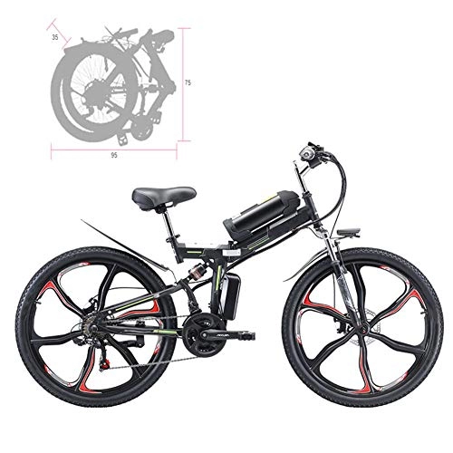 Folding Electric Mountain Bike : YZT QUEEN Mountain Bikes, 26-Inch 21-Speed Folding Mountain Electric Bike for Adults, 350W 48V 8AH Removable Lithium Battery Mountain Bike for Outdoor Travel